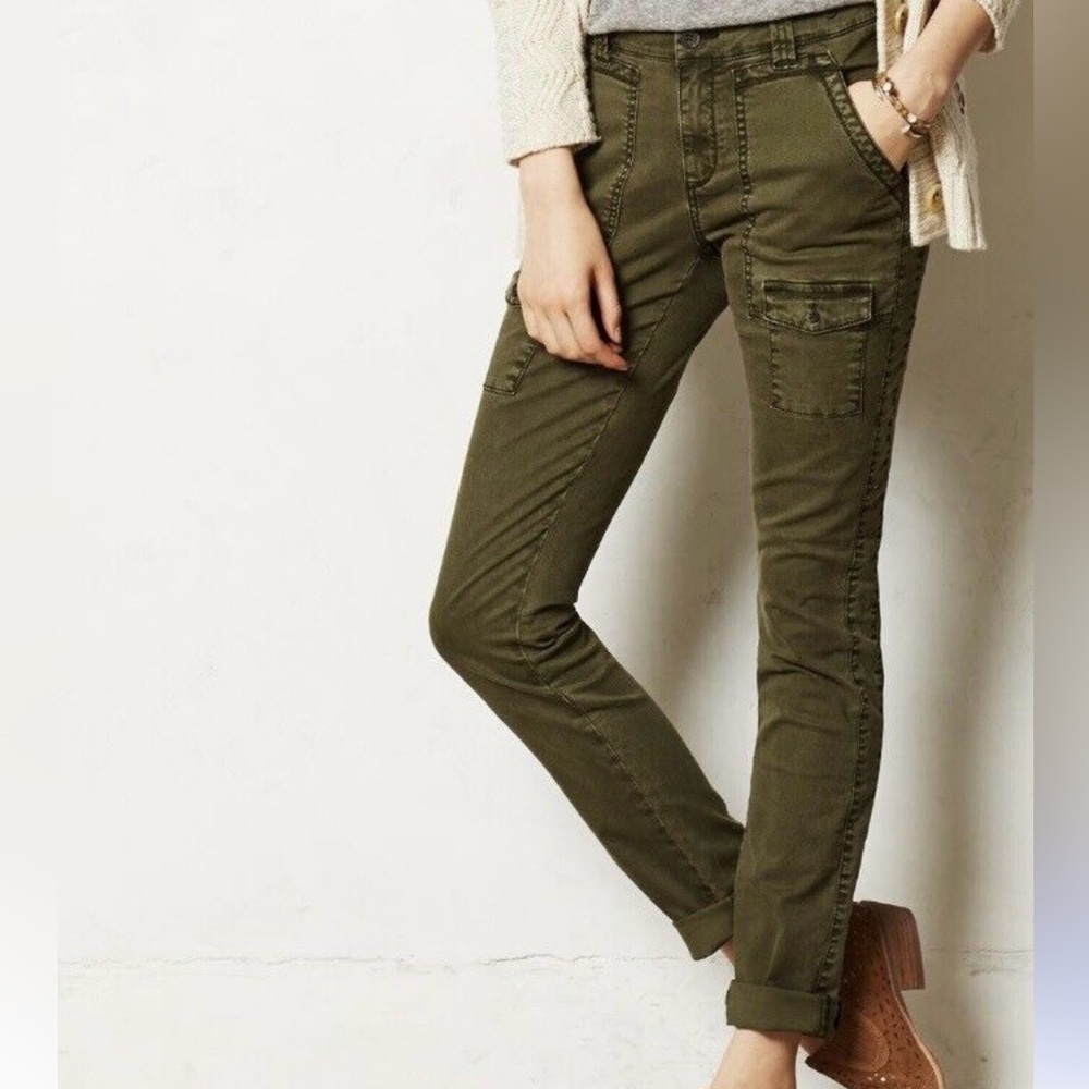 Anthropologie Pilcro and The Letterpress Tori cargo army green jeans size 28